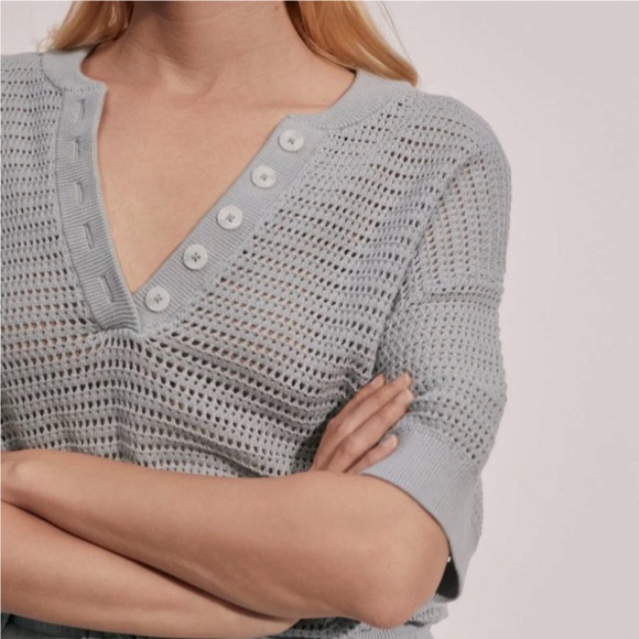 Callie Knit Top - Short Sleeved Sweater, Open Knit - Picture 3 of 4